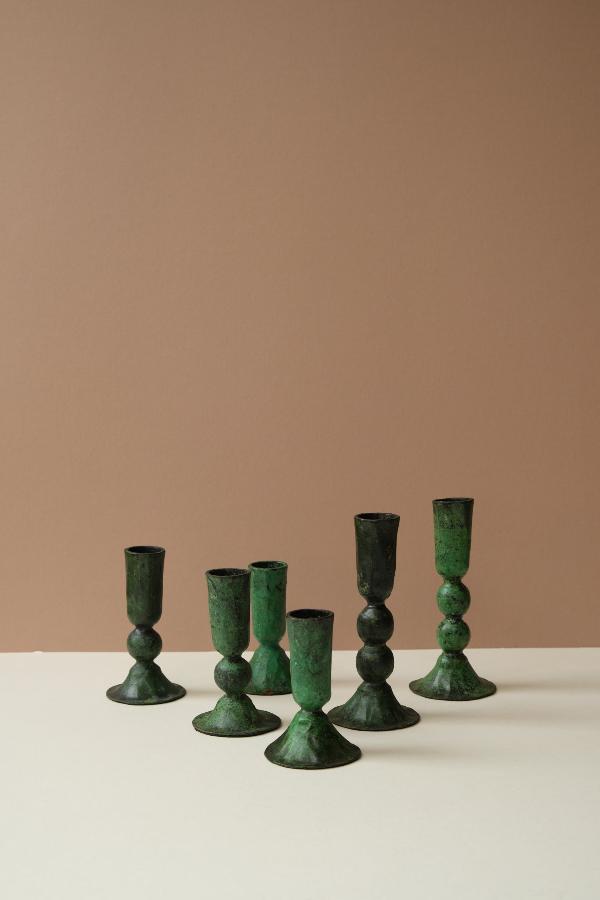 Aged Iron Candleholders