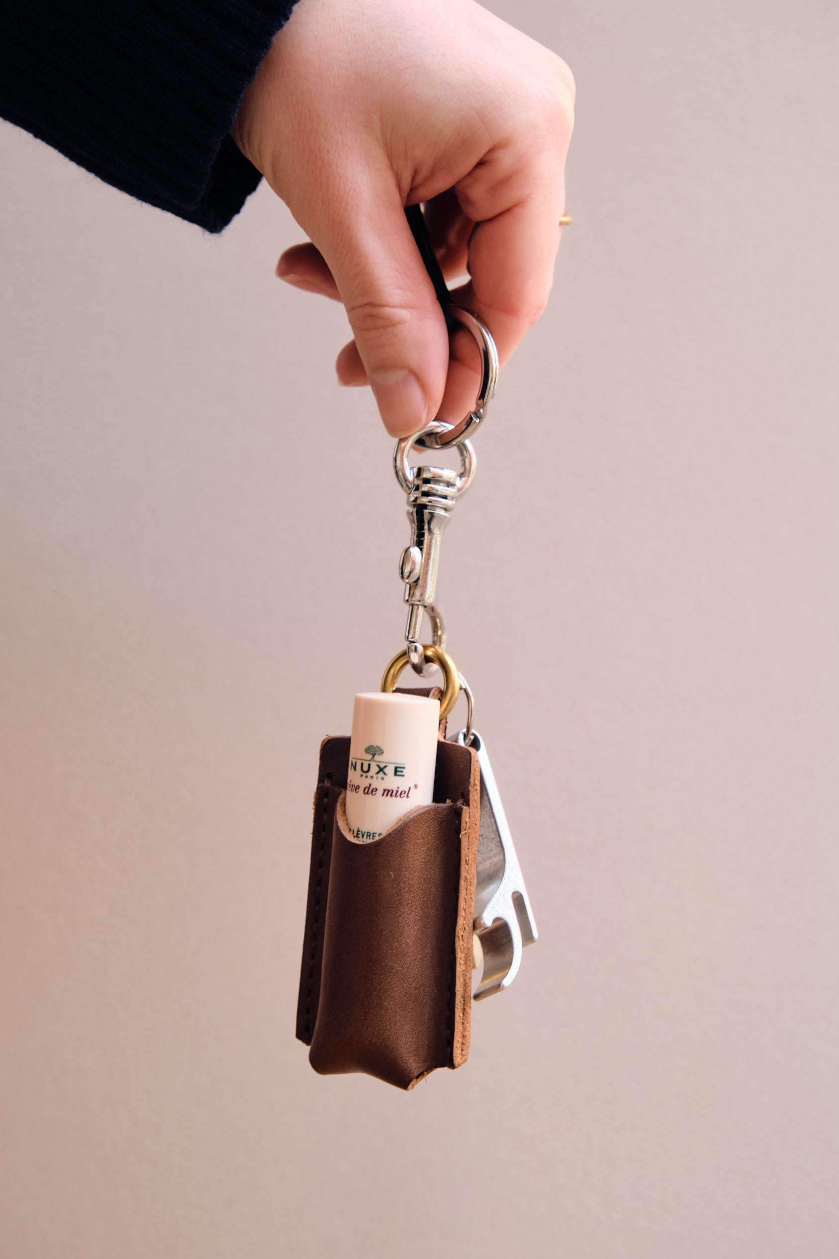 Leather Lip Balm Keyring