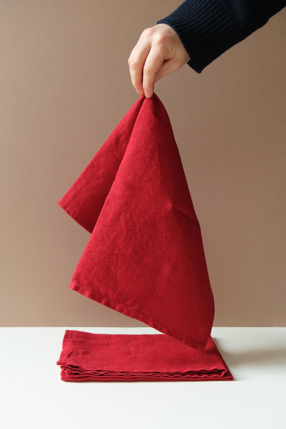 Red Linen Tea Towel