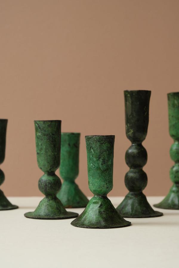 Aged Iron Candleholders - Close Up