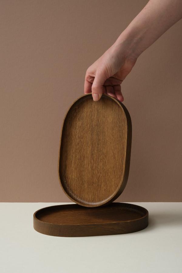 Fumed Oak Oval Tray