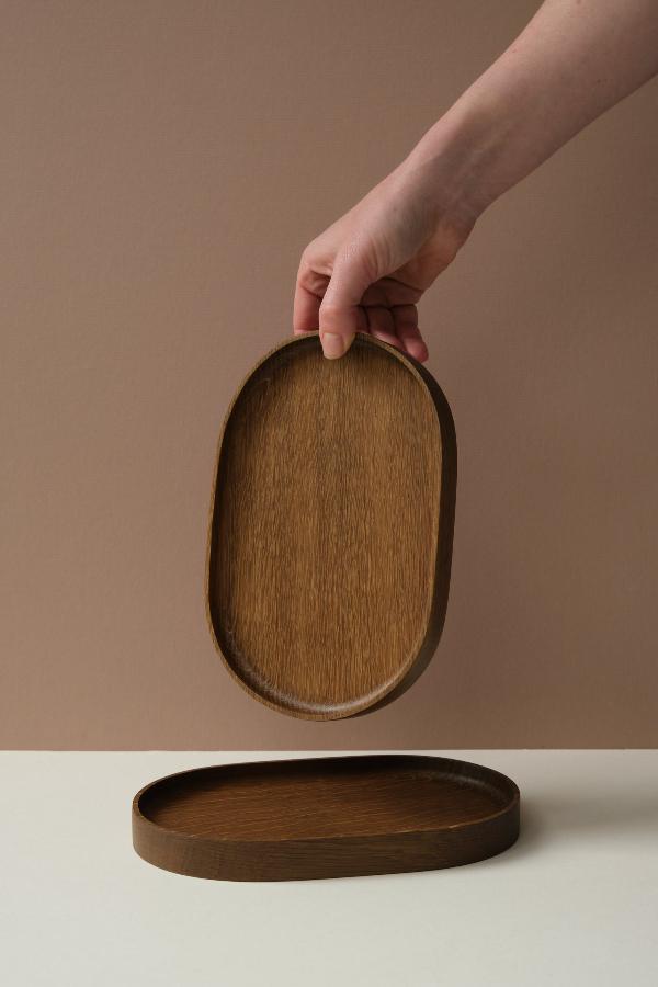 Fumed Oak Oval Tray