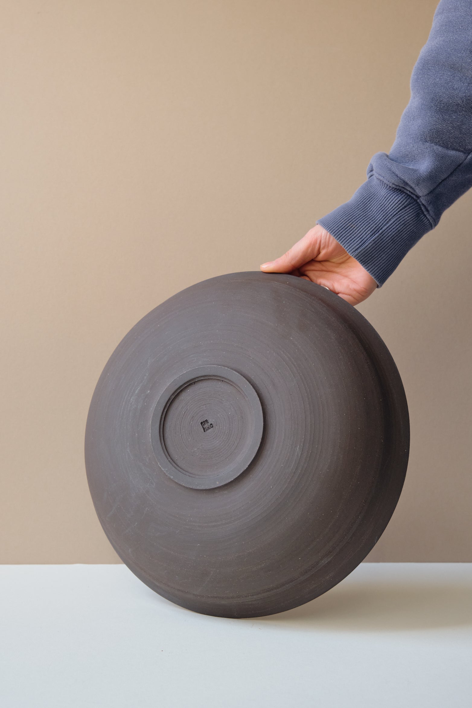 Large Black Clay Serving Bowl