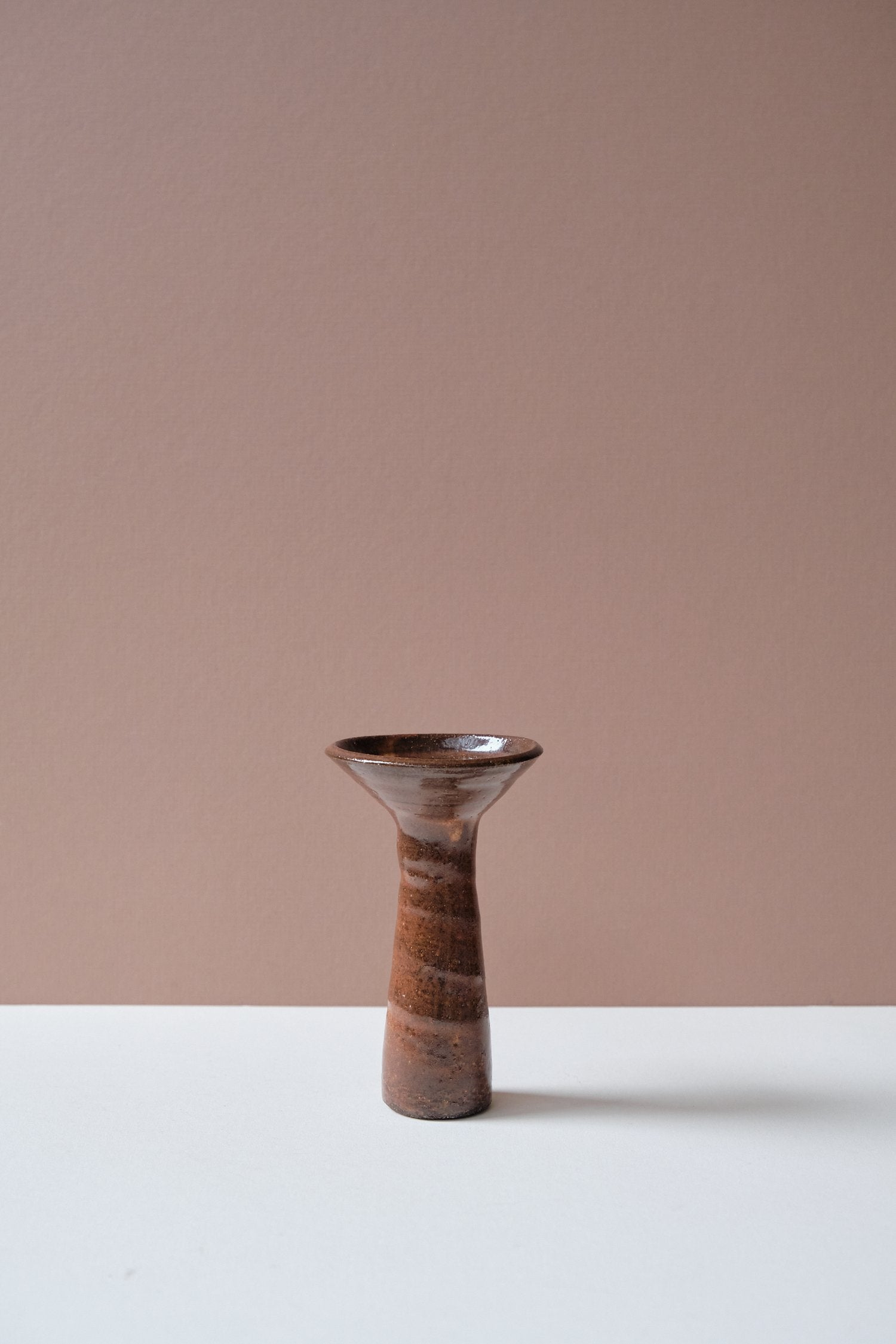 Tall Brown Funnel Candlestick