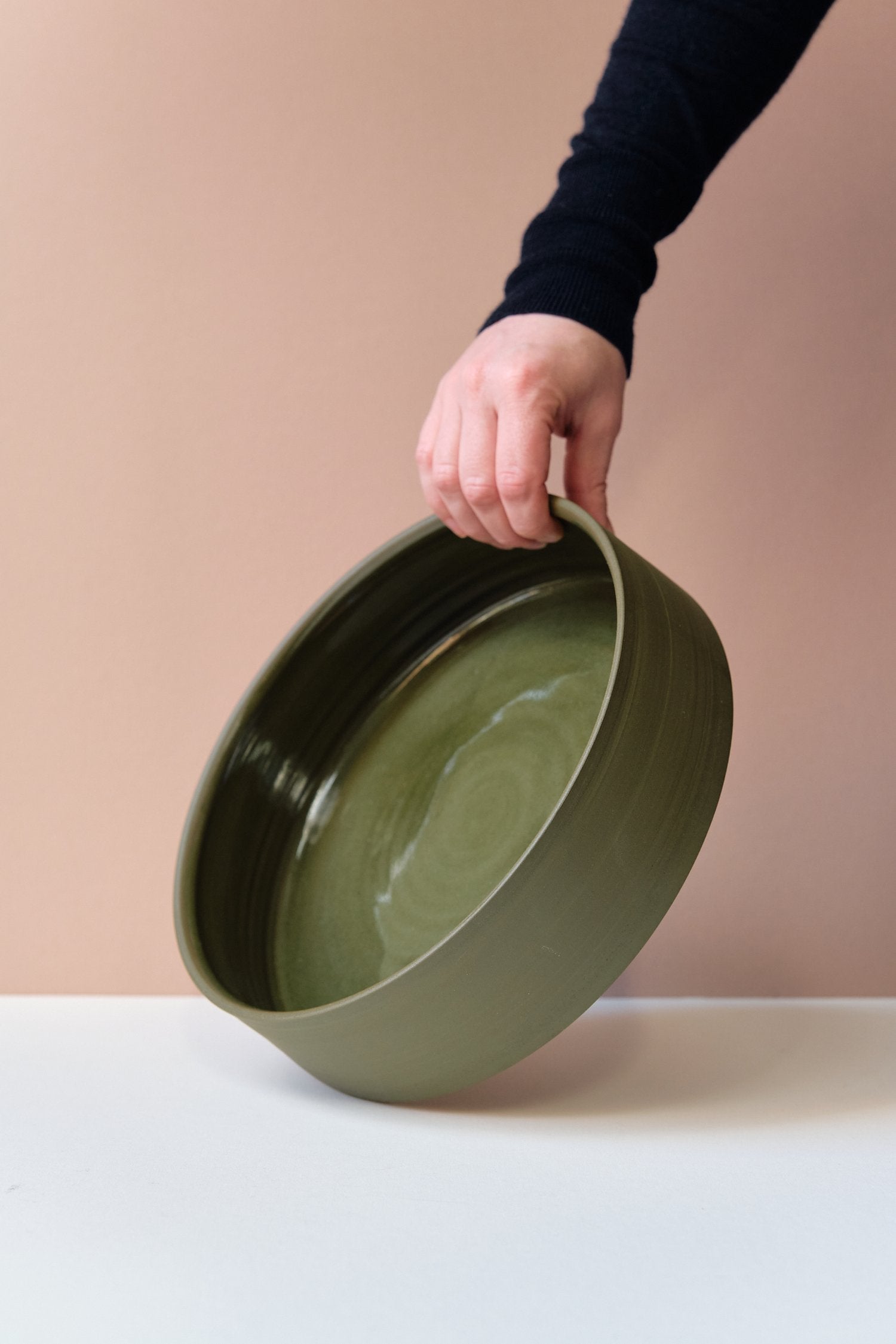 Large Moss Green Serving Bowl