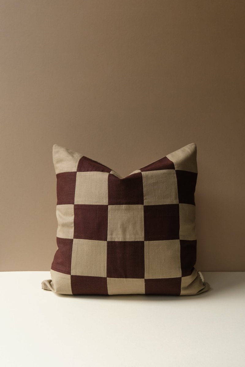 Checked Linen Cushion