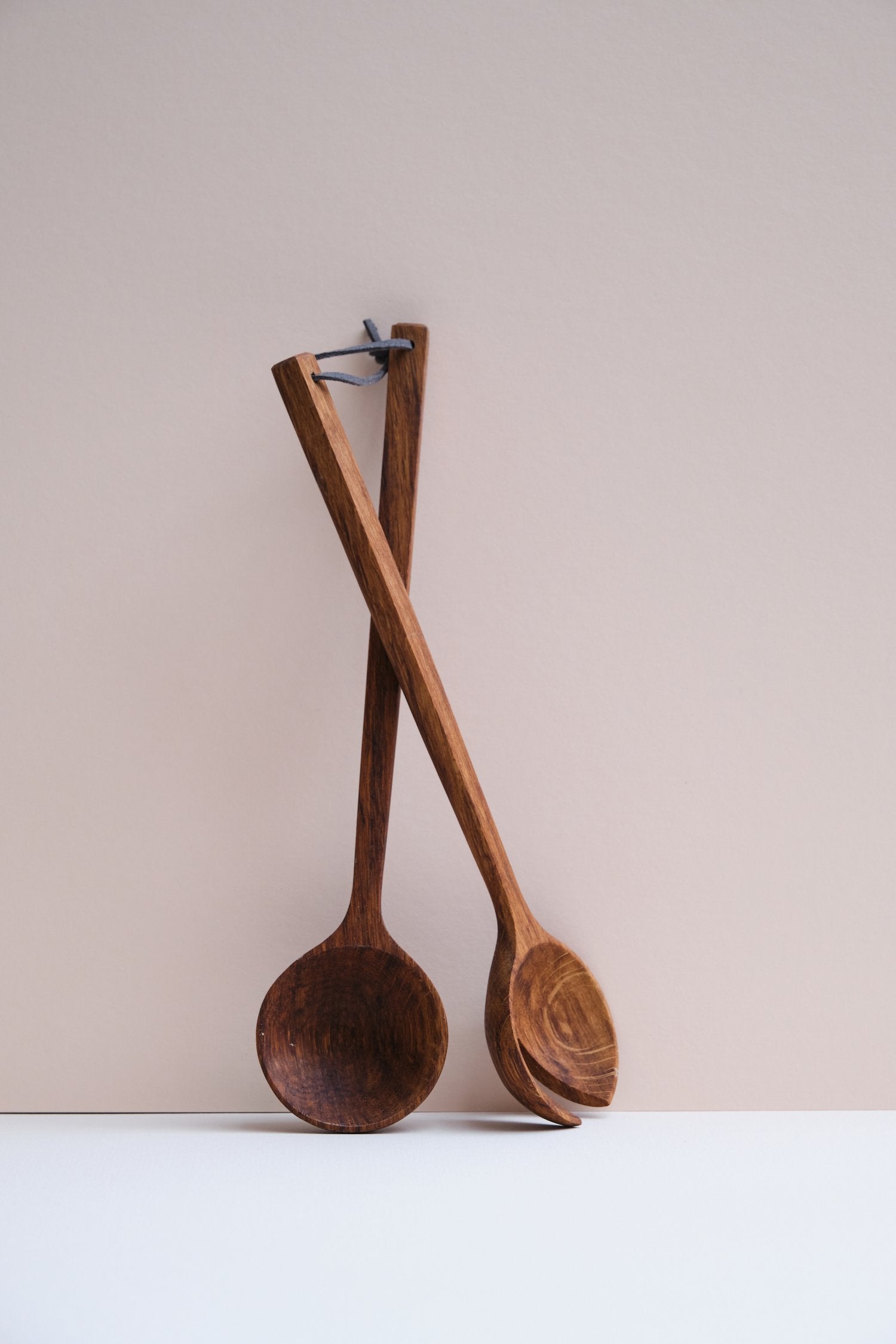 Brown Oak Salad Servers