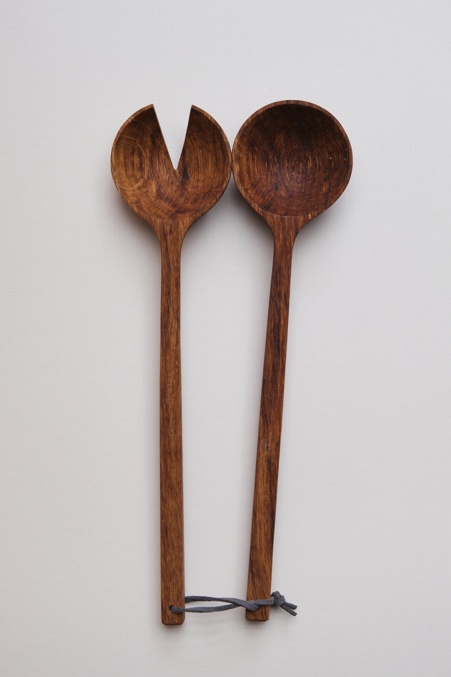 Brown Oak Salad Servers